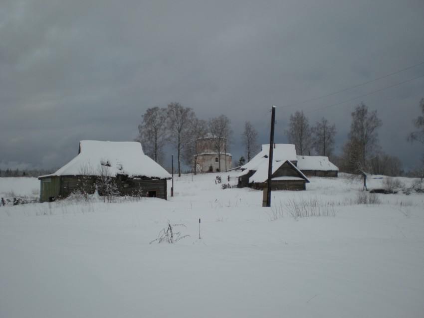 Церковь Троицы Живоначальной, Рабежа (Демянский район, Новгородская область). общий вид в ландшафте