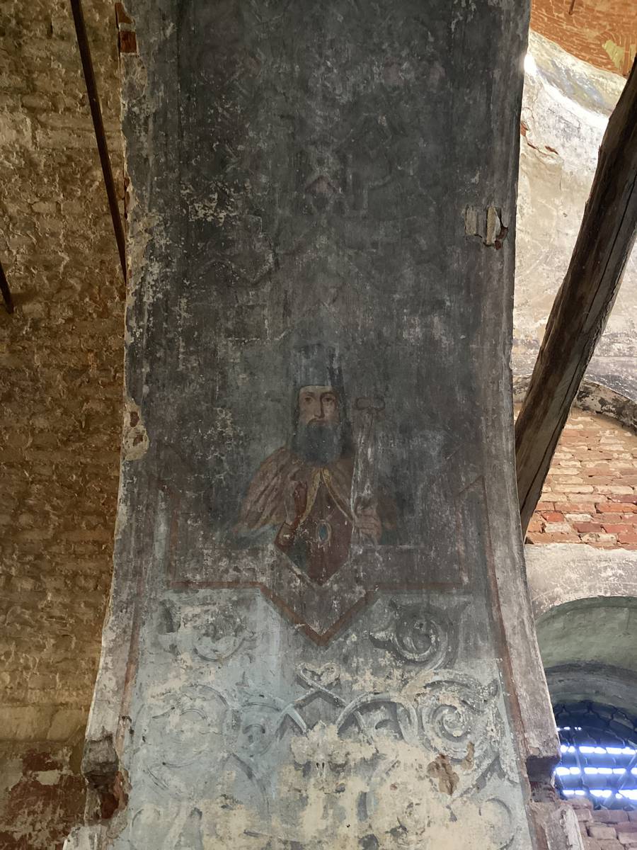 Фреска на своде между основным объемом и трапезной, интерьер и убранство. Церковь Георгия Победоносца, Закопы (Каменский район, Тульская область)