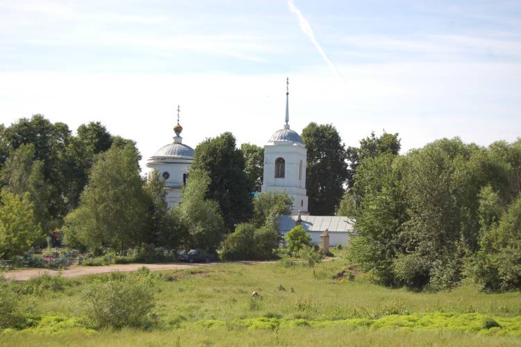 Старцево (Лепешкино). Церковь Николая Чудотворца. общий вид в ландшафте