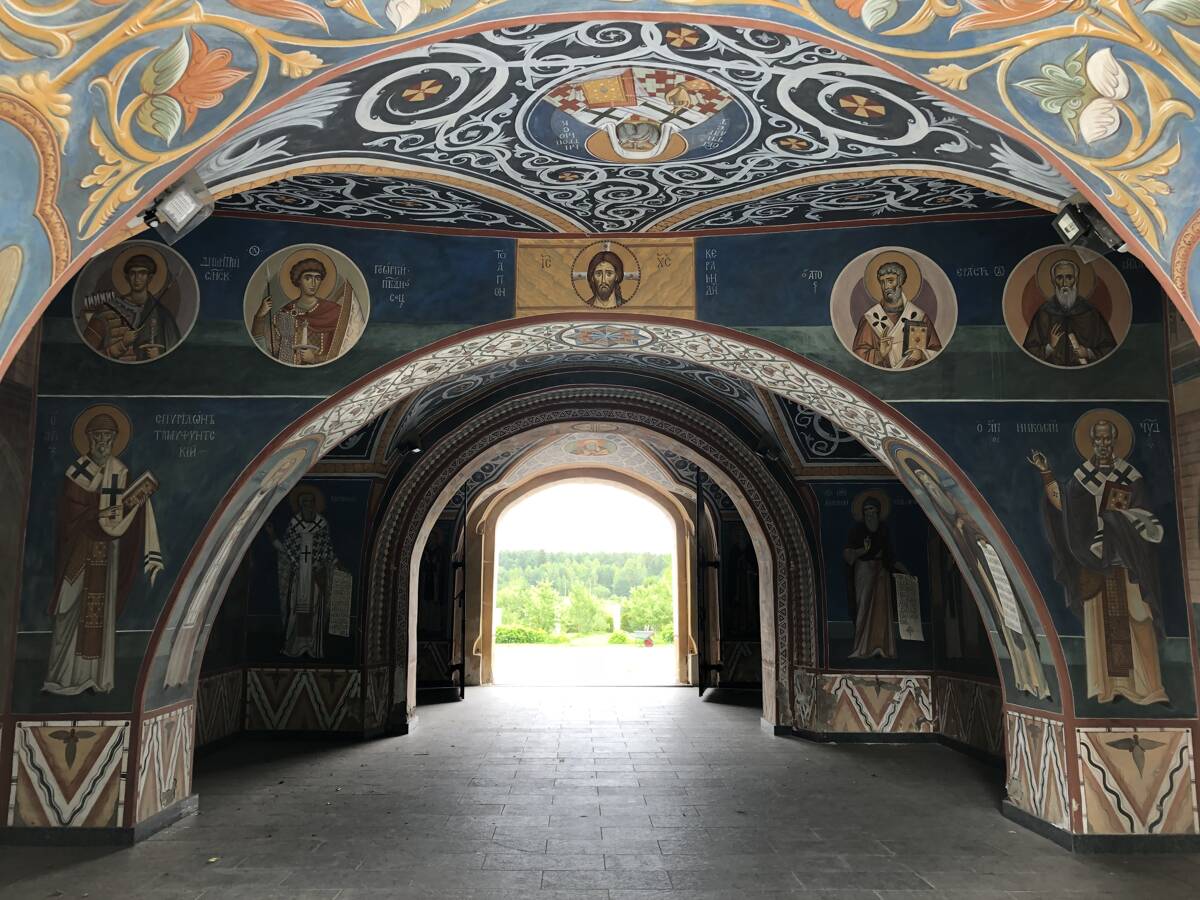 Троицкий Стефано-Махрищский женский монастырь. Церковь Сергия Радонежского, Махра (Александровский район, Владимирская область). интерьер и убранство, Роспись сводов и стен западной части здания (вид с запада)