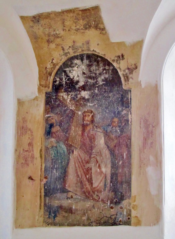 Елизарово. Церковь Троицы Живоначальной. интерьер и убранство, сохранившаяся фреска в алтарной части