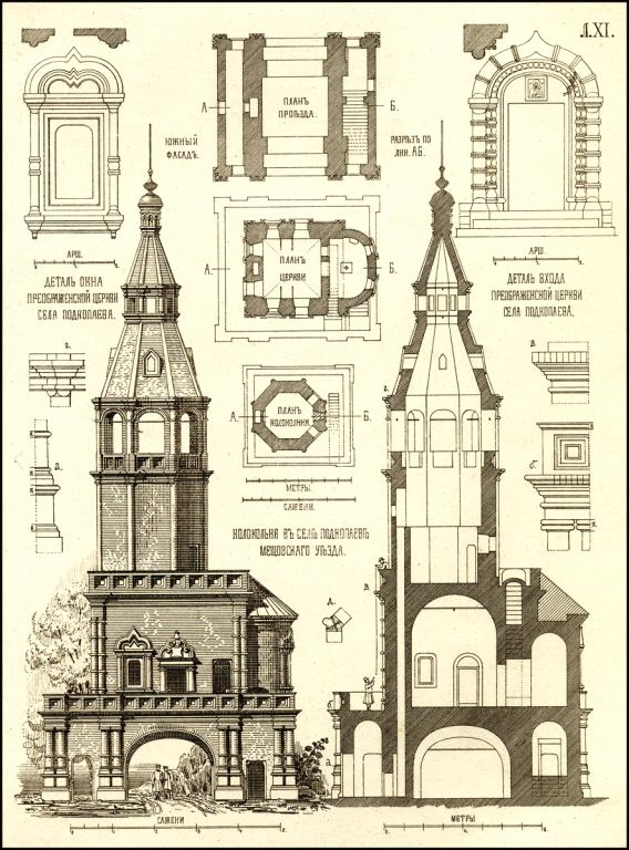 Подкопаево. Церковь Алексия, митрополита Московского. архивная фотография, Памятники древнерусского зодчества в пределах Калужской губернии: Опыт исследования древнерусского зодчества по губерниям академика архитектуры М.Т.Преображенского. Санкт-Петербург, Академия художеств, 1891 год. 