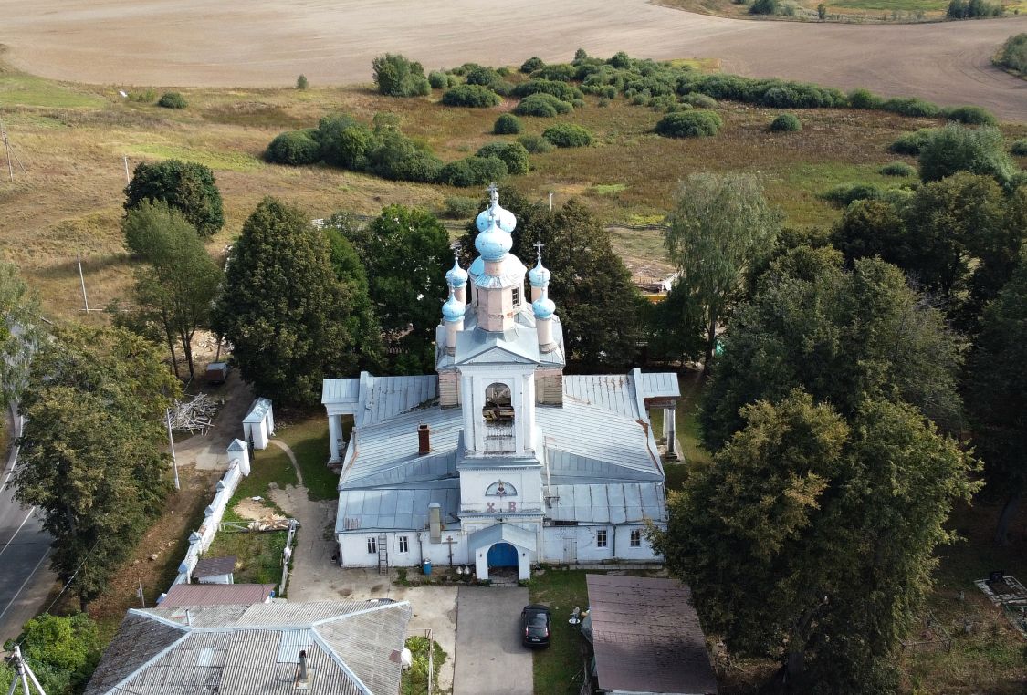 Церковь Покрова Пресвятой Богородицы, Покровское (Шестаковская с/а) (Волоколамский городской округ, Московская область). общий вид в ландшафте