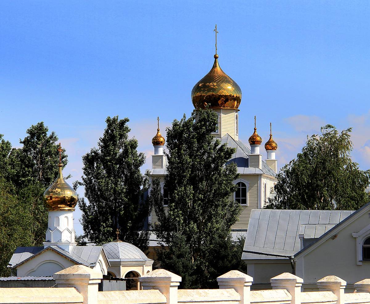 общий вид в ландшафте. Михаило-Архангельский мужской монастырь, Козиха (Ордынский район, Новосибирская область)