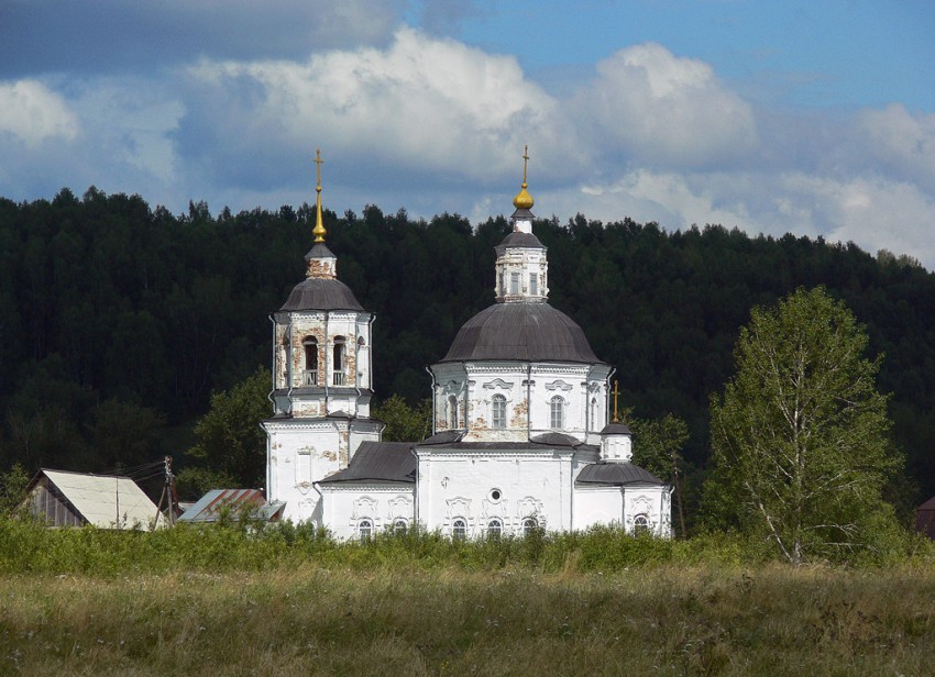 Церковь Спаса Нерукотворного Образа, Коларово (Томский район, Томская область). общий вид в ландшафте, Вид с юга