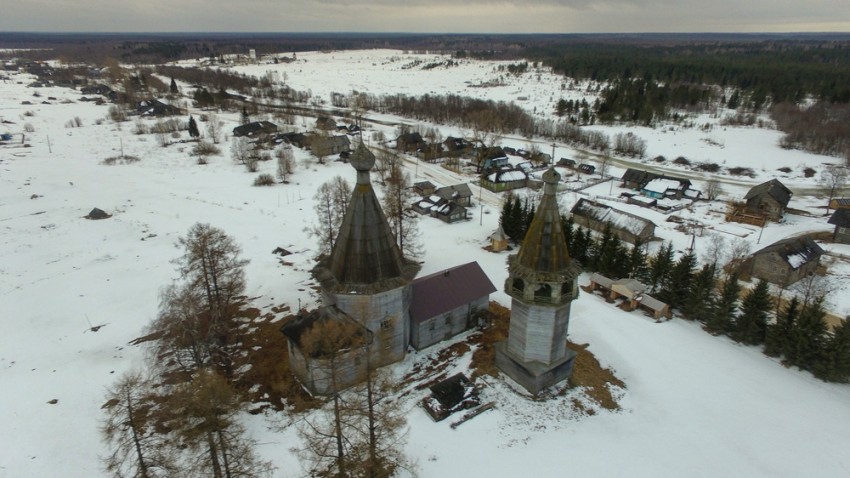 Церковь Богоявления Господня, Погост (Ошевенск) (Каргопольский район, Архангельская область). общий вид в ландшафте