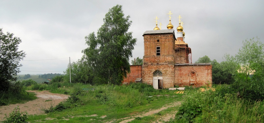 Церковь Владимирской иконы Божией Матери, Волконское (Козельский район, Калужская область). общий вид в ландшафте