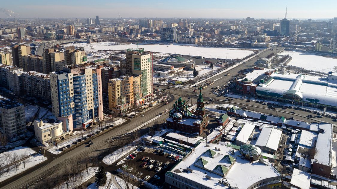 Церковь Троицы Живоначальной, Челябинск (Челябинск, город, Челябинская область). общий вид в ландшафте