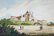 Успенская Почаевская Лавра, Общий вид с юго-запада. Акварель середины XIX в. - до постройки колокольни в 1861 г.<br>, Почаев, Кременецкий район, Украина, Тернопольская область