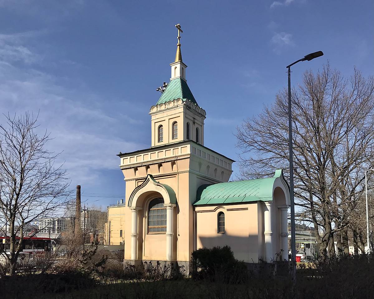 Вид с ЮВ, фасады. Воскресенский Новодевичий монастырь. Часовня Сергия Радонежского и Нины равноапостольной (новая), Московский район (Санкт-Петербург, г. Санкт-Петербург)