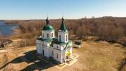Церковь Троицы Живоначальной, аэросъемка, обзорный вид сверху<br>, Троица-Переволок, Осташковский городской округ, Тверская область