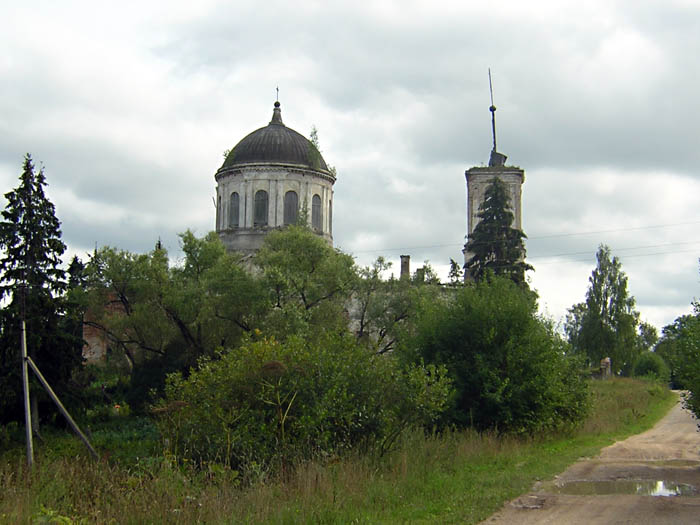 Церковь Успения Пресвятой Богородицы, Дмитровское (Торжокский район и г. Торжок, Тверская область). общий вид в ландшафте