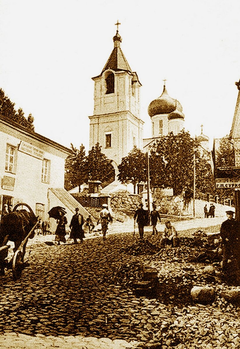 Собор Рождества Христова, Себеж (Себежский район, Псковская область). архивная фотография, Фотография с видом Христорождественского собора в нач. ХХ века. Приблизительная датировка: 1909-1916 гг.