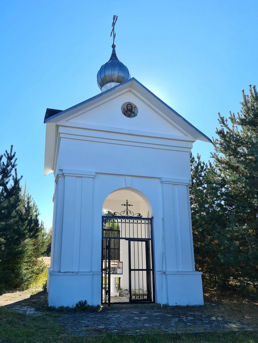 Часовня Царственных страстотерпцев, Богослово (Богородский городской округ, Московская область). общий вид в ландшафте, Вид с севера