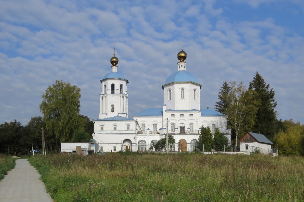 Церковь Спаса Всемилостивого в Спасском-Телешове, Солнечногорск (Солнечногорский городской округ, Московская область). общий вид в ландшафте