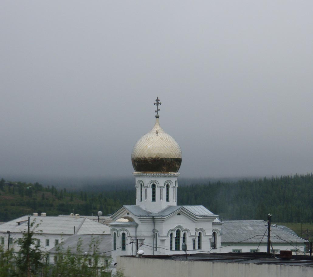 Церковь Сергия Радонежского в ИК №3, Харп (Приуральский район, Ямало-Ненецкий автономный округ). общий вид в ландшафте