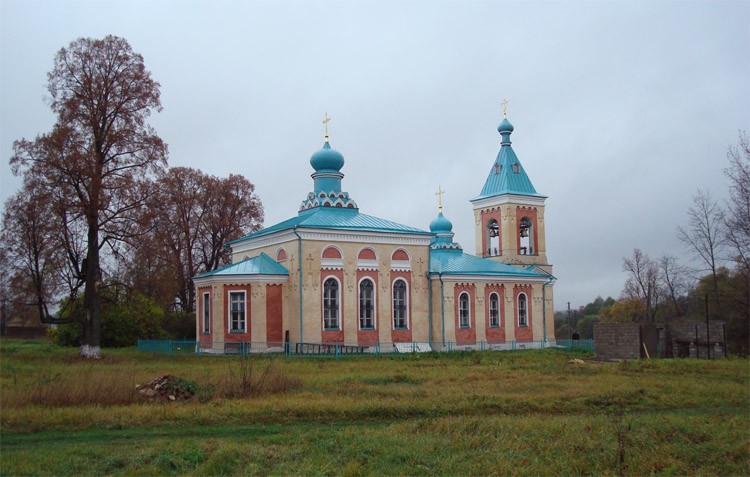 Церковь Преображения Господня, Буриново (Жуковский район, Калужская область). общий вид в ландшафте