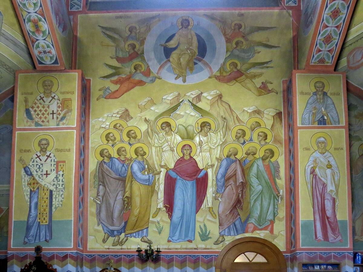 Церковь Лазаря Четверодневного на Пыхтинском кладбище, Пыхтино (Новомосковский административный округ (НАО), г. Москва). интерьер и убранство, Росписи в интерьере