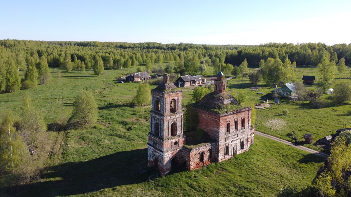 Церковь Преображения Господня, Поддыбье (Тейковский район, Ивановская область). общий вид в ландшафте