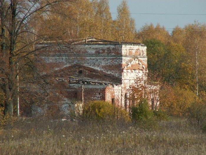 Обёзово. Церковь Введения во храм Пресвятой Богородицы. общий вид в ландшафте