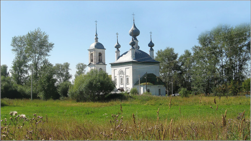 Церковь Введения во храм Пресвятой Богородицы, Елховка (Тейковский район, Ивановская область). общий вид в ландшафте