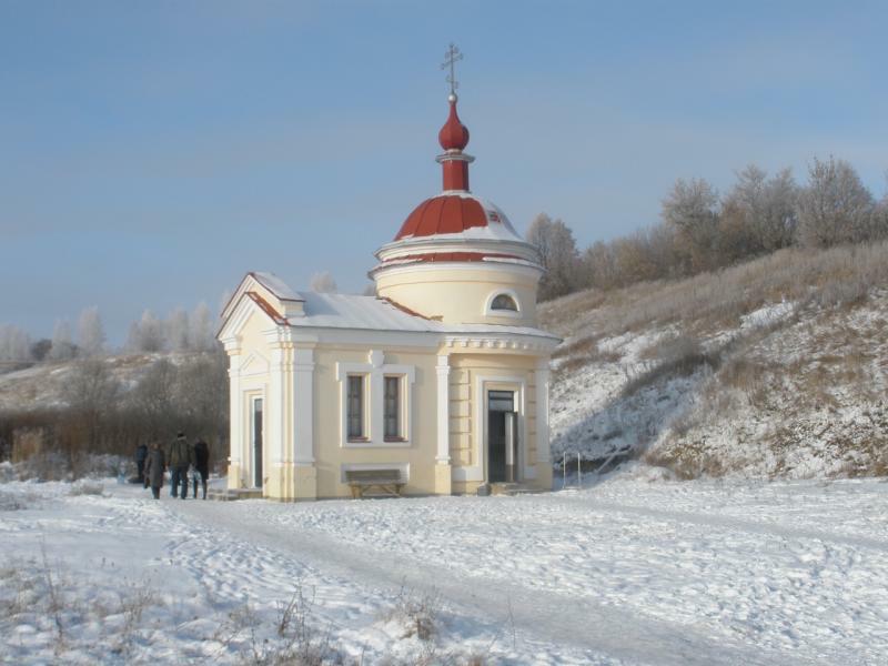 Часовня Владимирской иконы Божией Матери, Паслово (Орловский район, Орловская область). общий вид в ландшафте