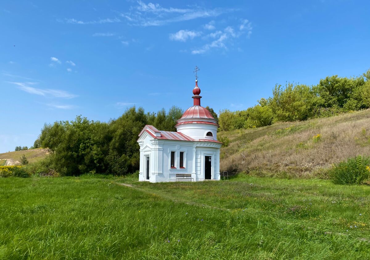 Часовня Владимирской иконы Божией Матери, Паслово (Орловский район, Орловская область). общий вид в ландшафте, Вид с востока от стоянки