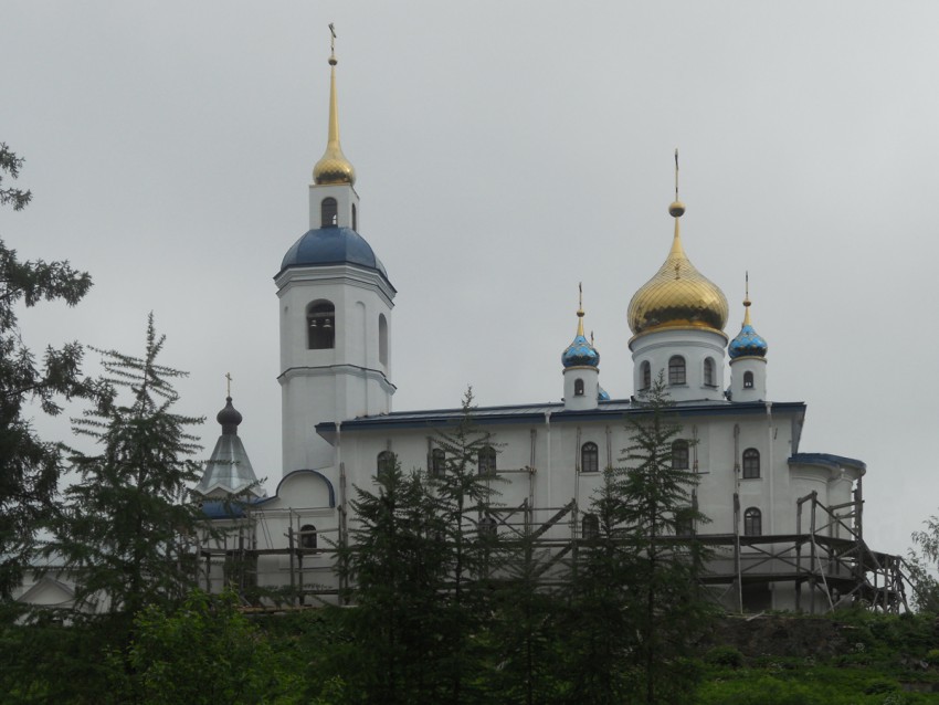 Череменец. Иоанно-Богословский Череменецкий мужской монастырь. Собор Иоанна Богослова. общий вид в ландшафте