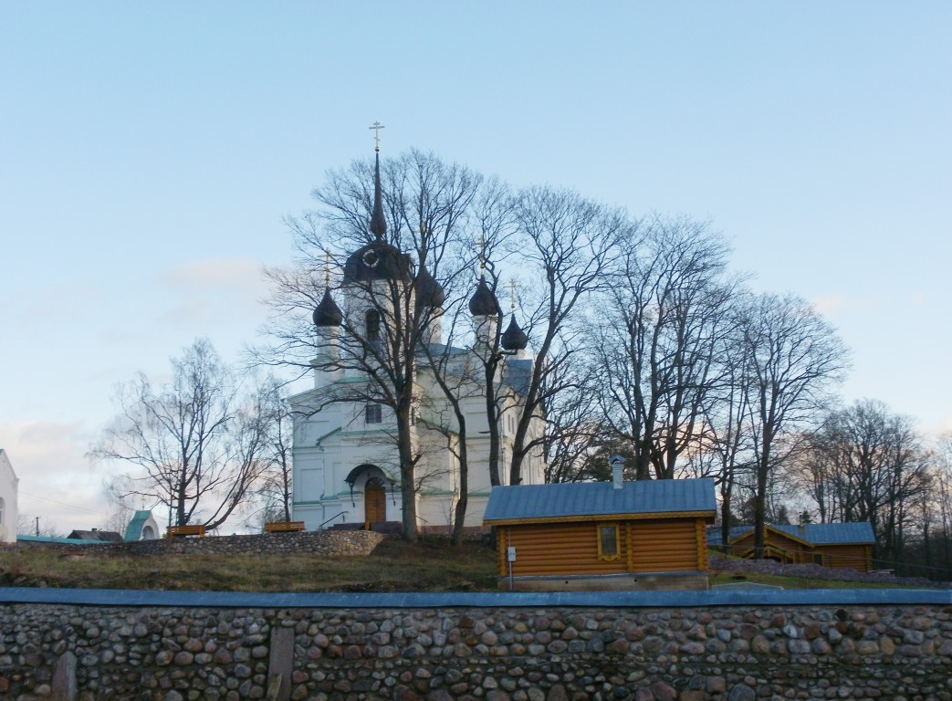 Троицкий Творожковский монастырь, Творожково (Струго-Красненский район, Псковская область). общий вид в ландшафте