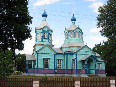 Хабовичи. Церковь Покрова Пресвятой Богородицы. общий вид в ландшафте, Есть придел в честь св.равноапостольной Ольги. 