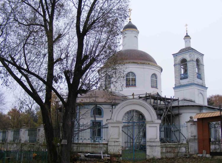 Церковь Тихвинской иконы Божией Матери в Среднем, Ступино (Ступинский городской округ, Московская область). общий вид в ландшафте