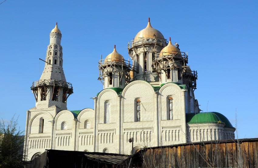 Барнаул. Церковь Покрова Пресвятой Богородицы. общий вид в ландшафте, Вид после установки куполов