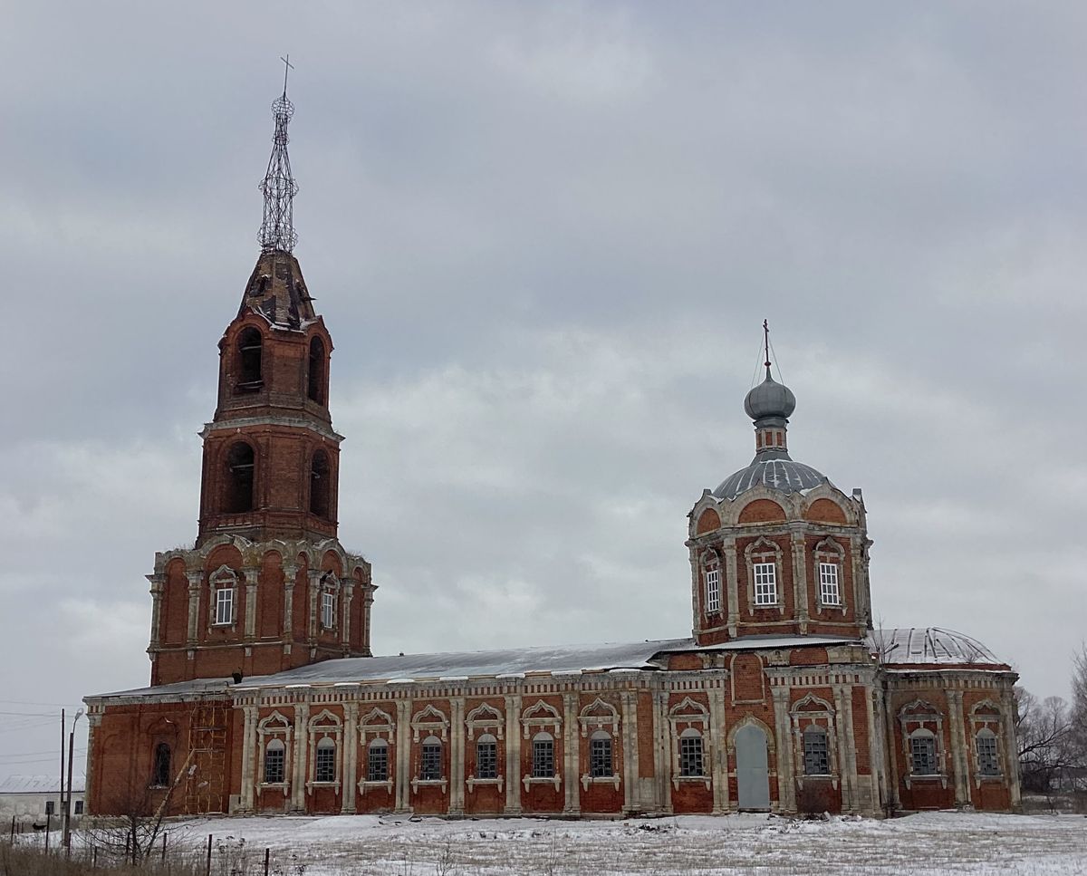 Вид с юго-востока, фасады. Церковь Иоанна Богослова, Жокино (Захаровский район, Рязанская область)
