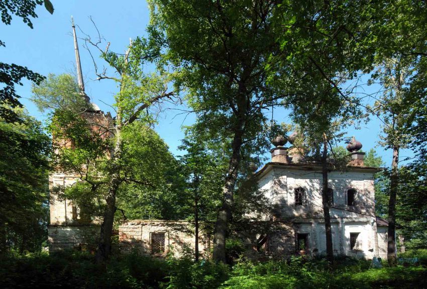 Церковь Спаса Нерукотворного Образа, Спас-Лом (Череповецкий район, Вологодская область). общий вид в ландшафте