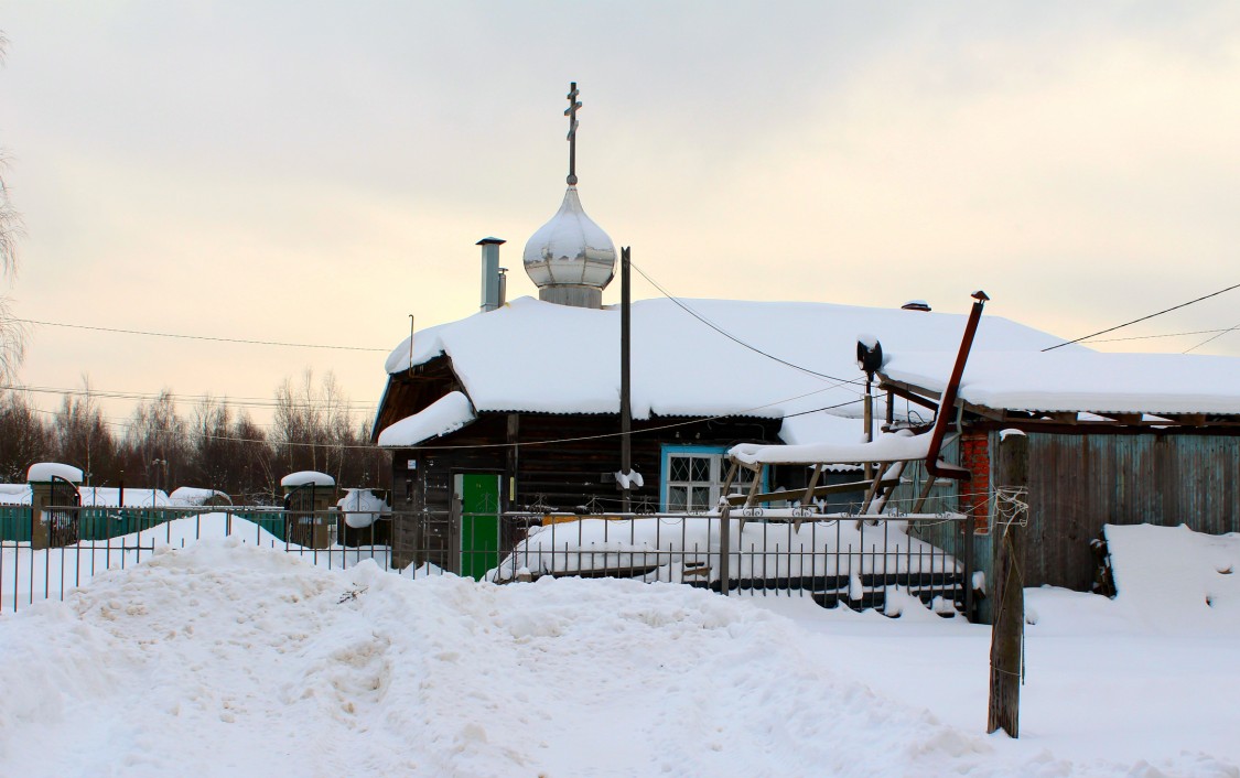 Церковь Преображения Господня (временная), Запрудня (Талдомский городской округ и г. Дубна, Московская область). общий вид в ландшафте