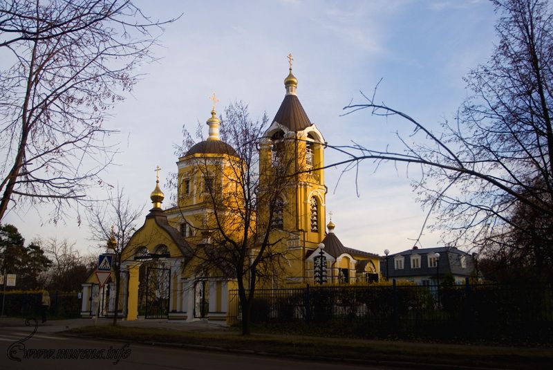 Мосрентген. Церковь Троицы Живоначальной. общий вид в ландшафте