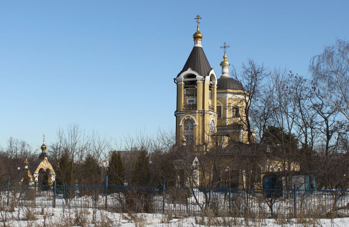 Церковь Троицы Живоначальной, Мосрентген (Новомосковский административный округ (НАО), г. Москва). фасады, Панорама с юго-запада