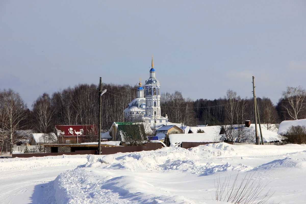 Церковь Спаса Нерукотворного Образа, Спас-Талица (Оричевский район, Кировская область). общий вид в ландшафте