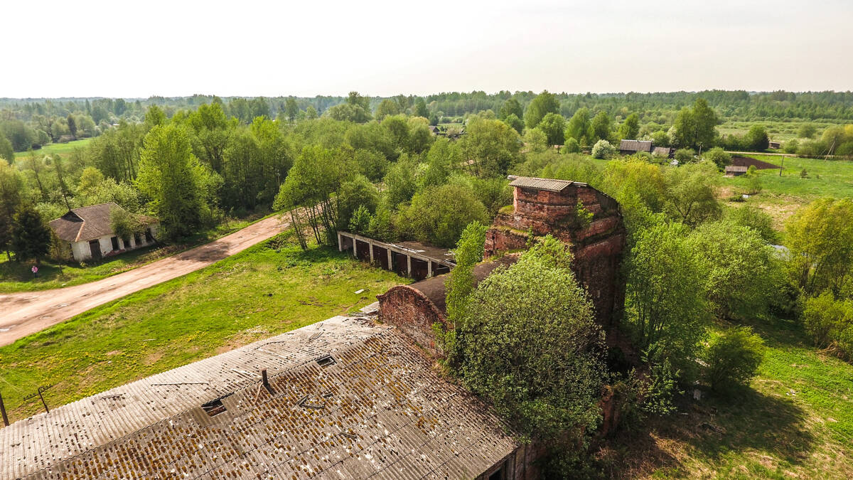 Церковь Георгия Победоносца, Вшели (Солецкий район, Новгородская область). общий вид в ландшафте, аэросъемка