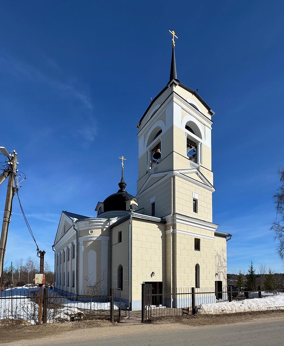 Вид с северо-запада, фасады. Церковь Преображения Господня, Шарино (Нудоль) (Клинский городской округ, Московская область)
