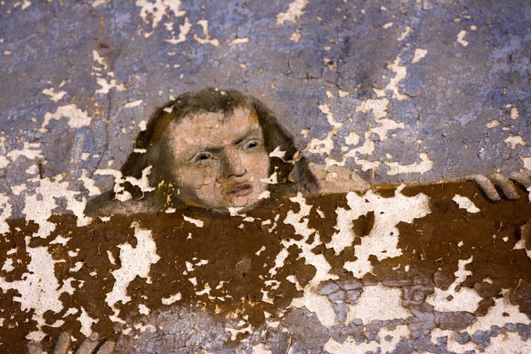 Церковь Иоанна Златоуста, Чаронда (Кирилловский район, Вологодская область). интерьер и убранство, фрагмент фрески вселенского потопа