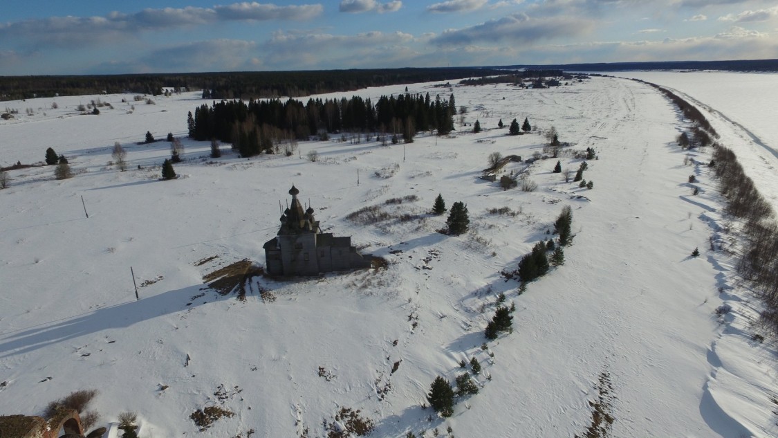 Церковь Воскресения Христова, Погост (Ракула) (Холмогорский район, Архангельская область). общий вид в ландшафте