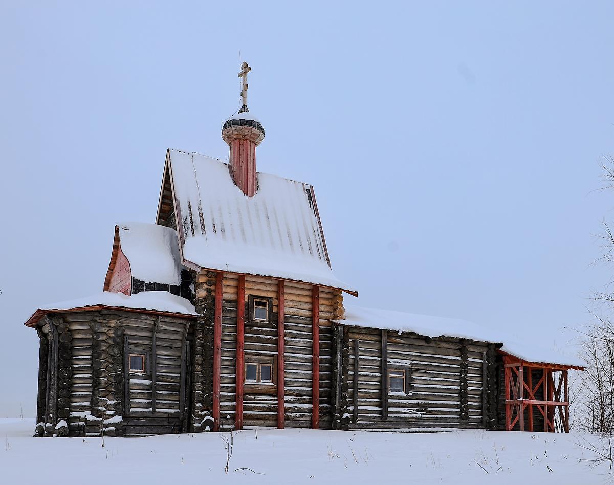 Церковь после реставрации, фасады. Церковь Василия Блаженного Ильинско-Чухчеремского погоста, Тарасово (Чухчерьма) (Холмогорский район, Архангельская область)