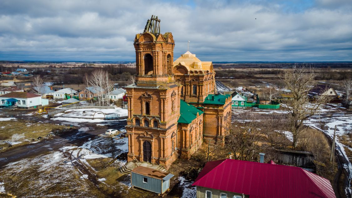 Церковь Николая Чудотворца, Алкужинские Борки (Моршанский район и г. Моршанск, Тамбовская область). общий вид в ландшафте
