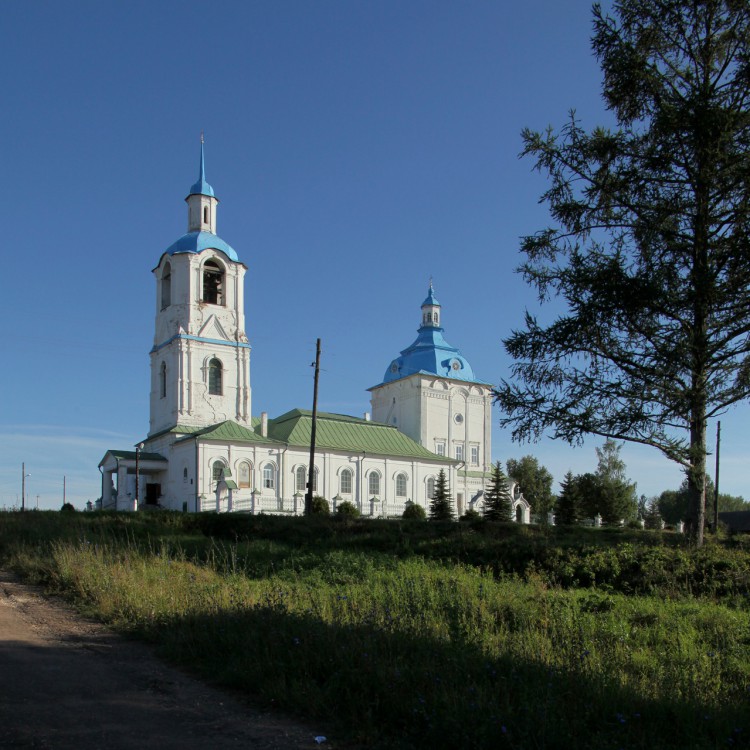 Церковь Троицы Живоначальной, Быстрица (Оричевский район, Кировская область). общий вид в ландшафте