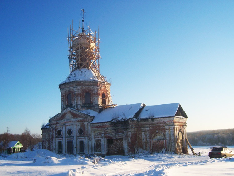 Мелечкино. Церковь Михаила Архангела. общий вид в ландшафте