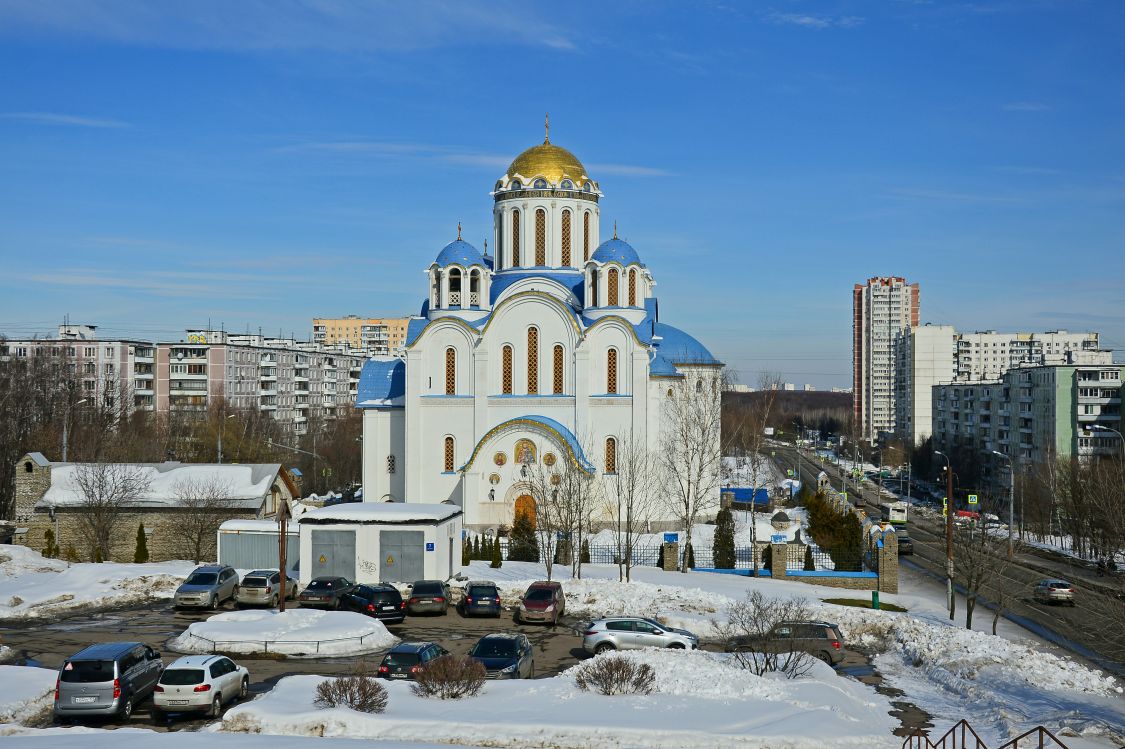 Ясенево. Церковь Покрова Пресвятой Богородицы. общий вид в ландшафте