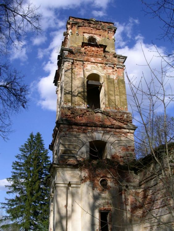Церковь Троицы Живоначальной, Сергиево (Юхновский район, Калужская область). архитектурные детали, колокольня, вид с юга