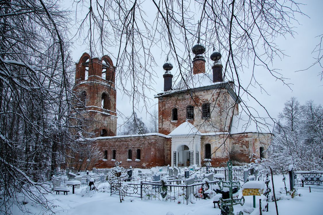 Церковь Казанской иконы Божией Матери, Герцино (Большесельский район, Ярославская область). общий вид в ландшафте