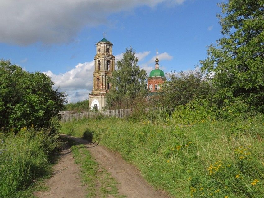 Церковь Троицы Живоначальной, Новый Киструс (Спасский район, Рязанская область). общий вид в ландшафте